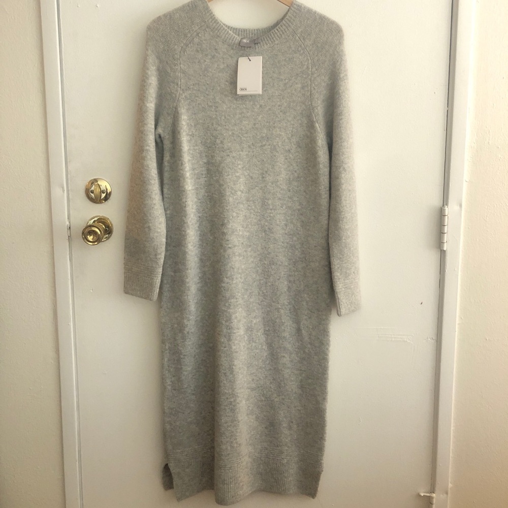 ASOS gray midi sweater dress